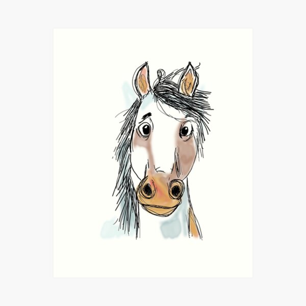 Item preview, silly horse head drawing designed and sold by CJAnimalDesigns.
