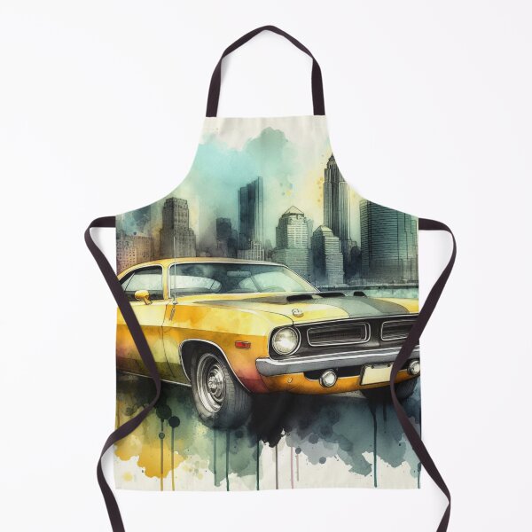 Item preview, Classic Yellow Muscle Car Meets Urban Skyline - Watercolor Art designed and sold by Thogan0416.