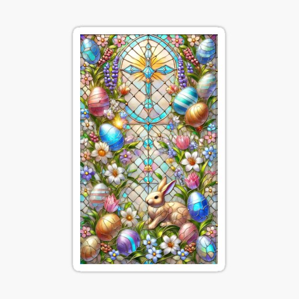 Item preview, Stained Glass Effect iPhone Pro Max Tough Phone Cases, Easter Eggs Floral Bunny Design, Cathedral Inspired, iphone, Samsung Phone Cover  designed and sold by MANIFESTHYPE - Fashion and Accessories.
