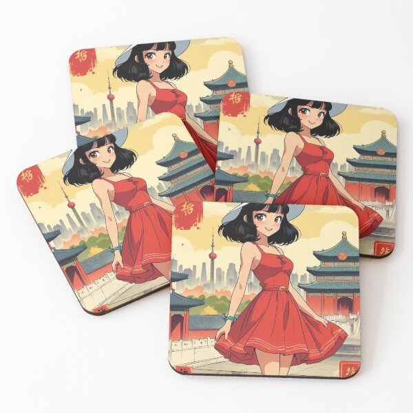 Item preview, Cute Retro Anime Girl Beijing China 80s Vintage Travel designed and sold by Retro-Anime9.