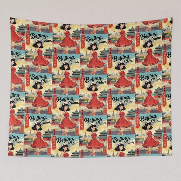 Item preview, Cute Retro Anime Girl Beijing China 80s Vintage Travel designed and sold by Retro-Anime9.