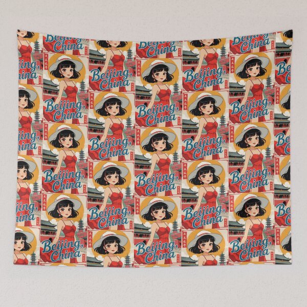 Item preview, Cute Retro Anime Girl Beijing China 80s Vintage Travel designed and sold by Retro-Anime9.