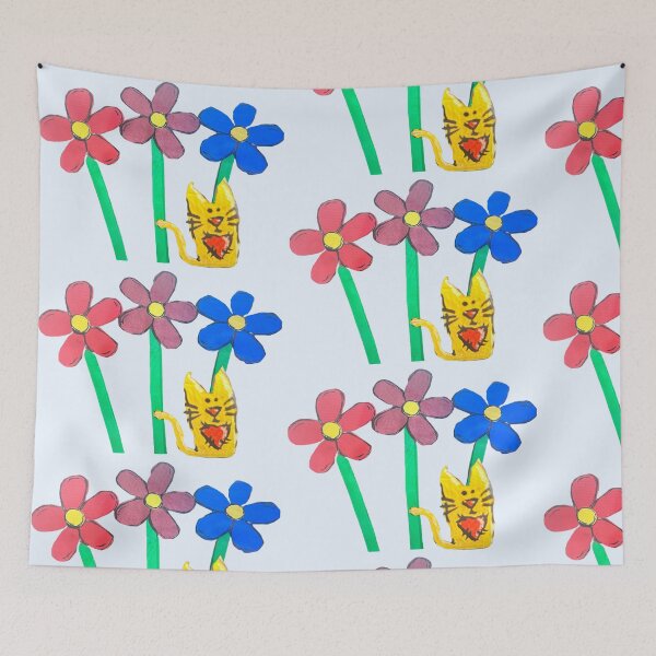 Item preview, Yellow cat and flowers designed and sold by Lauracolleen3.