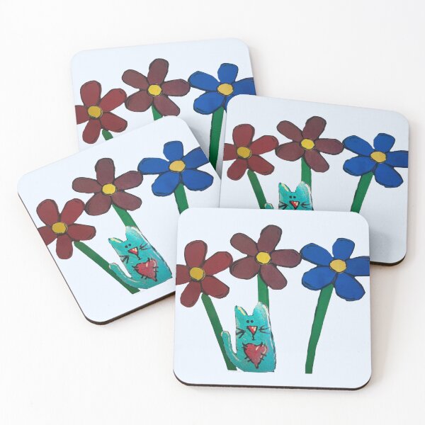 Item preview, Blue cat and flowers designed and sold by Lauracolleen3.