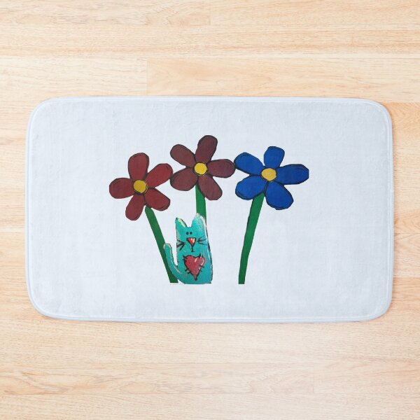 Item preview, Blue cat and flowers designed and sold by Lauracolleen3.