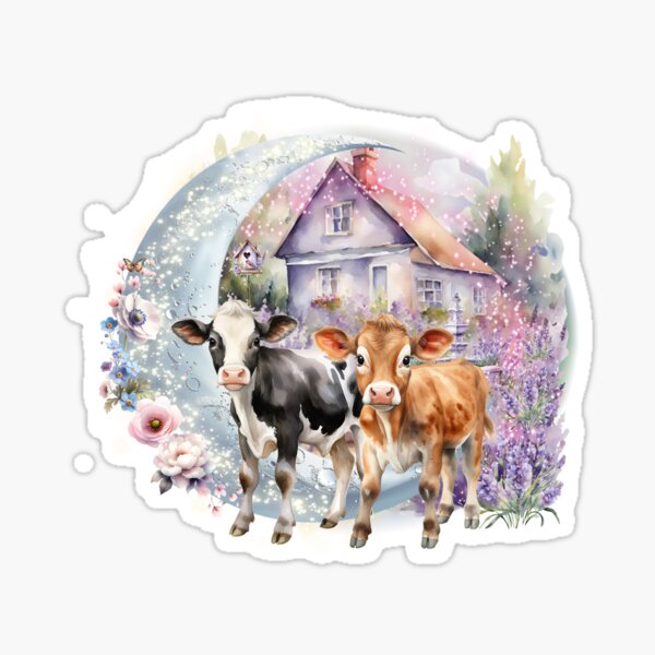 Vista previa del artículo con la obra «Vacas sobre la luna», diseñado y vendido por Karen Wood.