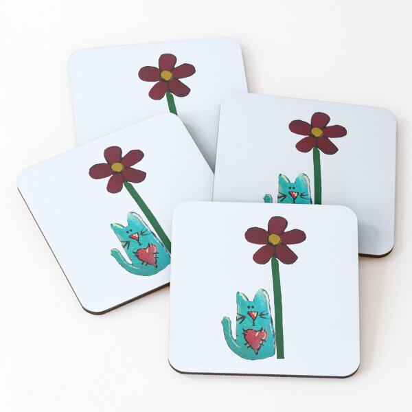 Item preview, Blue cat and flower  designed and sold by Lauracolleen3.