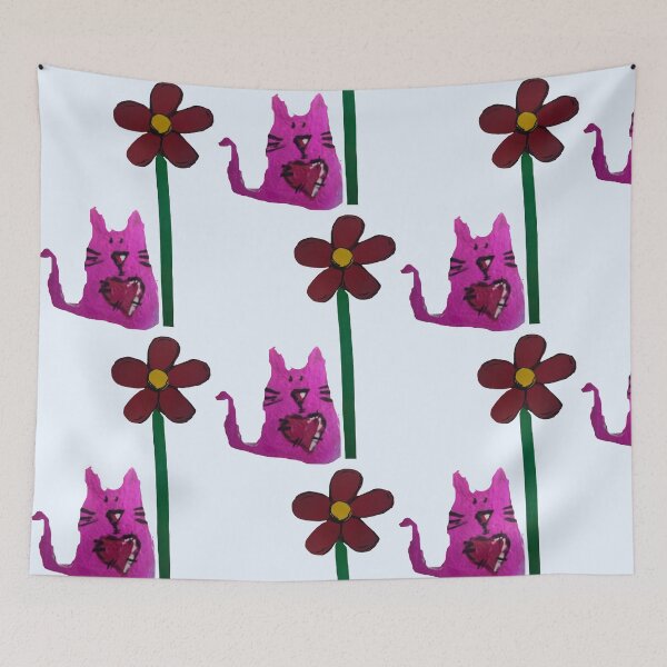 Item preview, Pink cat and flower  designed and sold by Lauracolleen3.