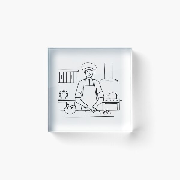 Item preview, Chef chopping ingredients in a kitchen with stainless steel appliances and wooden cabinets designed and sold by rasagamastore.