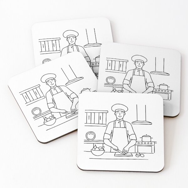 Item preview, Chef chopping ingredients in a kitchen with stainless steel appliances and wooden cabinets designed and sold by rasagamastore.