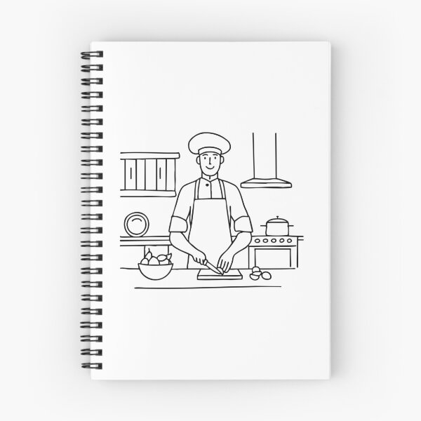 Item preview, Chef chopping ingredients in a kitchen with stainless steel appliances and wooden cabinets designed and sold by rasagamastore.