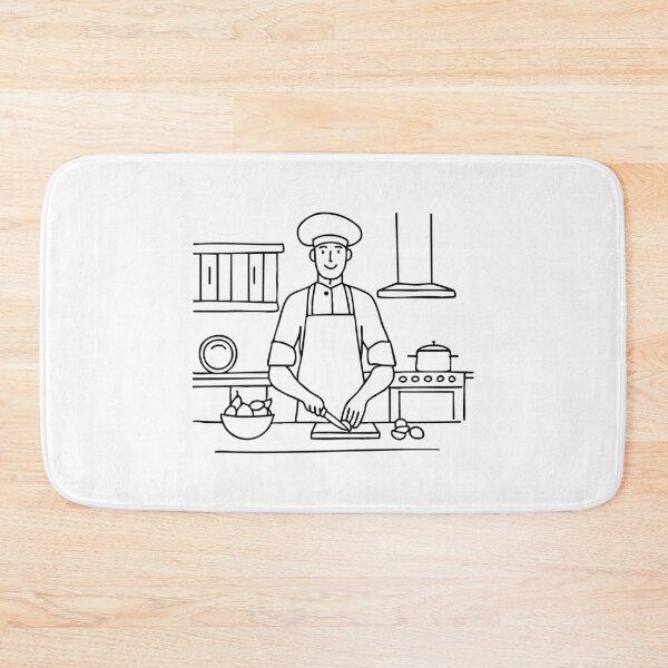 Item preview, Chef chopping ingredients in a kitchen with stainless steel appliances and wooden cabinets designed and sold by rasagamastore.