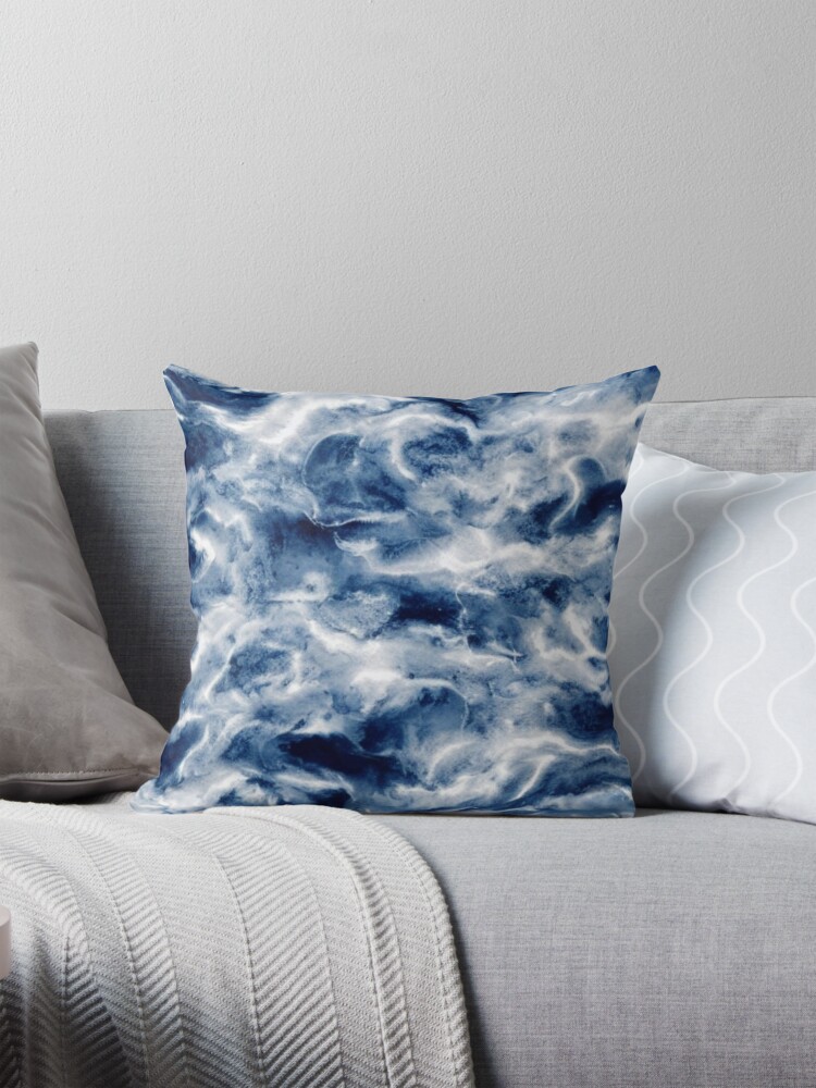 Thumbnail 1 of 4, Pillow, Abstract White Smoke Clouds Night Sky designed and sold by calibrit.