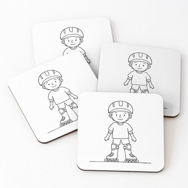 Item preview, Young boy wearing kneepads for safety while learning to roller skate designed and sold by rasagamastore.