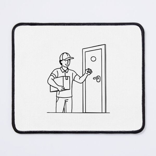 Item preview, Courier knocks on the door, holding a package for the homeowner designed and sold by rasagamastore.