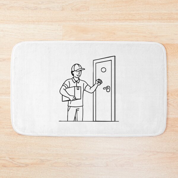 Item preview, Courier knocks on the door, holding a package for the homeowner designed and sold by rasagamastore.