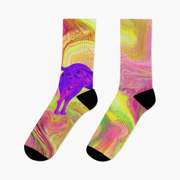 Item preview, Cat Silhoutte - Pink & Yellow- Flow Art / Pour Painting - jdp-10-0002 designed and sold by ANomadDesigns.