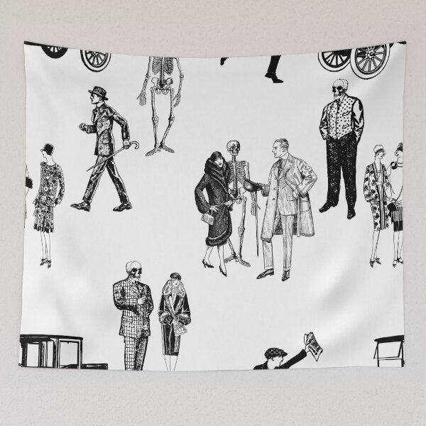 Item preview, 1920s skeleton toile flappers antique sinister designed and sold by Gossip Rag.