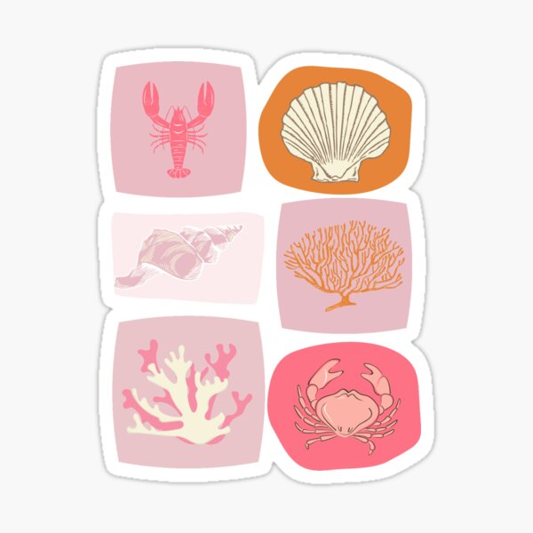 Item preview, Coastal Collage Pattern – Beach Aesthetic Design designed and sold by Stickers by @molllyclare.