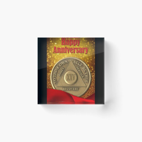 Item preview, 25 Year Recovery Coin Glitter Happy Anniversary designed and sold by ApexDesigners.