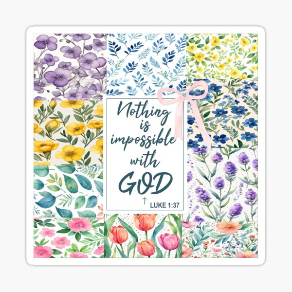 Item preview, With God all Things are Possible Luke 1:37 Bible Verse Floral  designed and sold by Tetete.