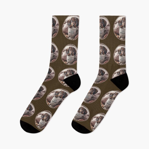 Item preview, Dachshund Puppy with Morning Coffee designed and sold by dontcryimhere.