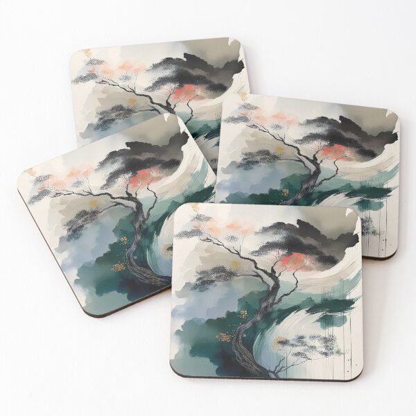 Item preview, Stylized tree with dark branches and wispy foliage against a watercolor-like background, evoking a serene and artistic feel designed and sold by homydesign.
