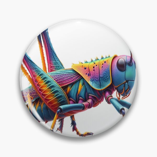 Item preview, A vividly colored grasshopper with intricate patterns, standing on a white background designed and sold by homydesign.