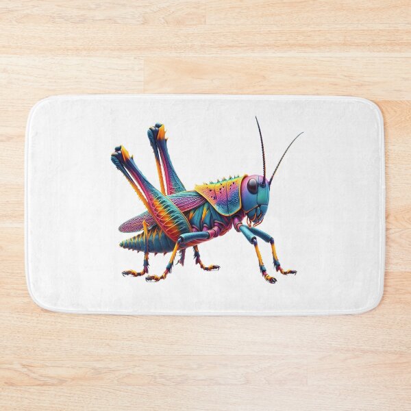 Item preview, A vividly colored grasshopper with intricate patterns, standing on a white background designed and sold by homydesign.