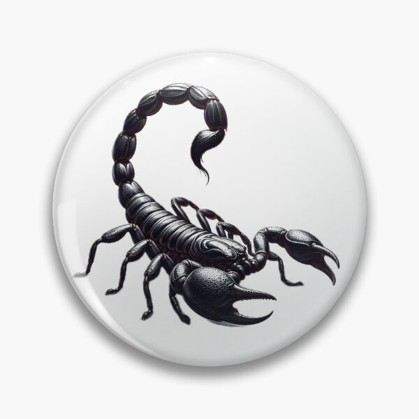 Item preview, A detailed black scorpion with a segmented tail and large pincers, rendered with a white background designed and sold by homydesign.