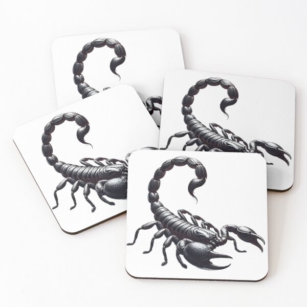 Item preview, A detailed black scorpion with a segmented tail and large pincers, rendered with a white background designed and sold by homydesign.
