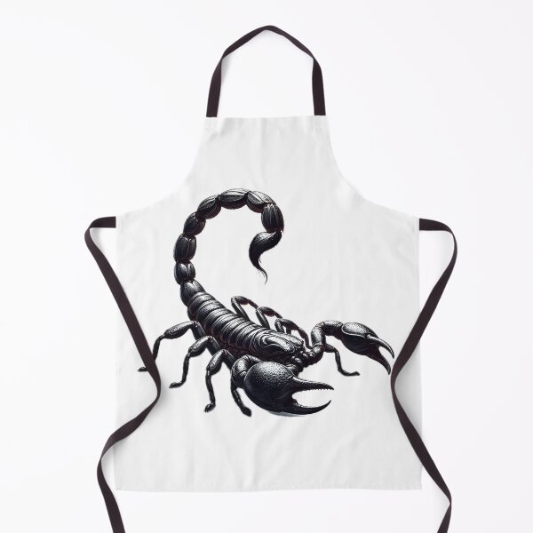 Item preview, A detailed black scorpion with a segmented tail and large pincers, rendered with a white background designed and sold by homydesign.