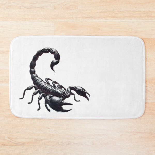 Item preview, A detailed black scorpion with a segmented tail and large pincers, rendered with a white background designed and sold by homydesign.