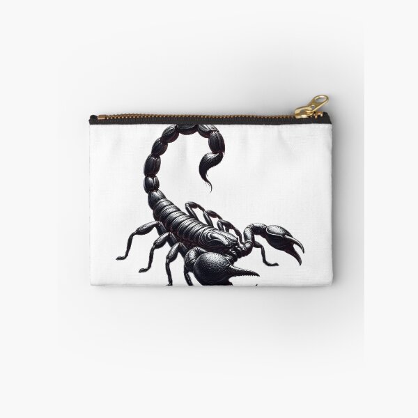 Item preview, A detailed black scorpion with a segmented tail and large pincers, rendered with a white background designed and sold by homydesign.