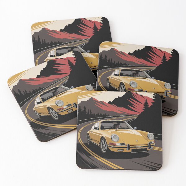 Item preview, vintage Porsche, driving up a curving mountain road designed and sold by Random Designs.