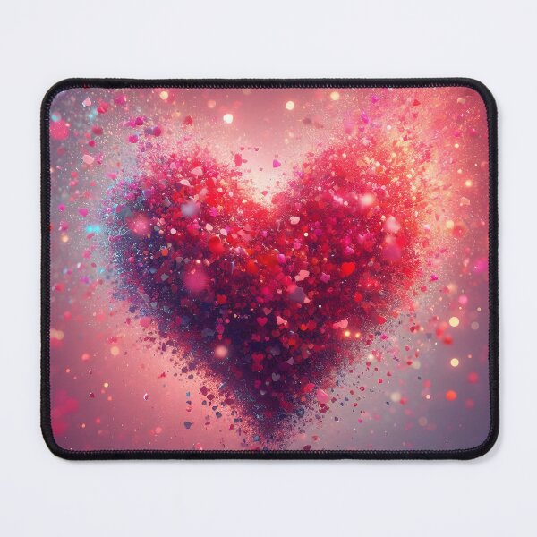 Item preview, Red heart exploding with particles and light on a soft, dreamy background designed and sold by homydesign.