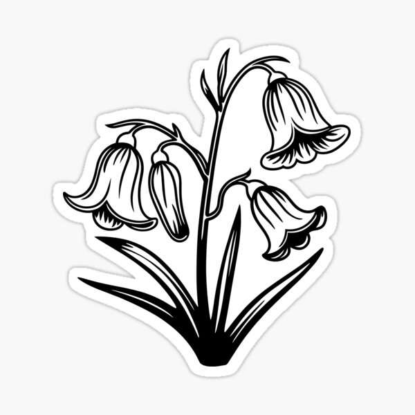 Aperçu de l'œuvre Silhouette florale de campanules, design botanique élégant créée et vendue par theartfulaspie.