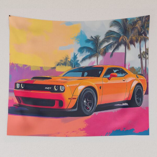 Item preview, Digital Pop Art Painting – Orange Dodge Challenger SRT designed and sold by AutoPopStudio.