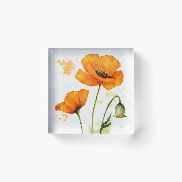 Artikel-Vorschau von Orange Aquarell Mohnblumen, designt und verkauft von PetalNPalette.