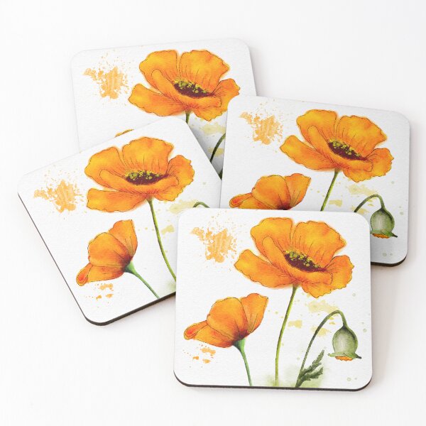 Item preview, Orange Watercolor Poppies designed and sold by PetalNPalette.