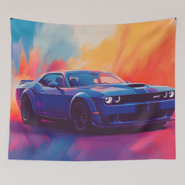 Item preview, Digital Pop Art Painting – Blue Dodge Challenger SRT II designed and sold by AutoPopStudio.