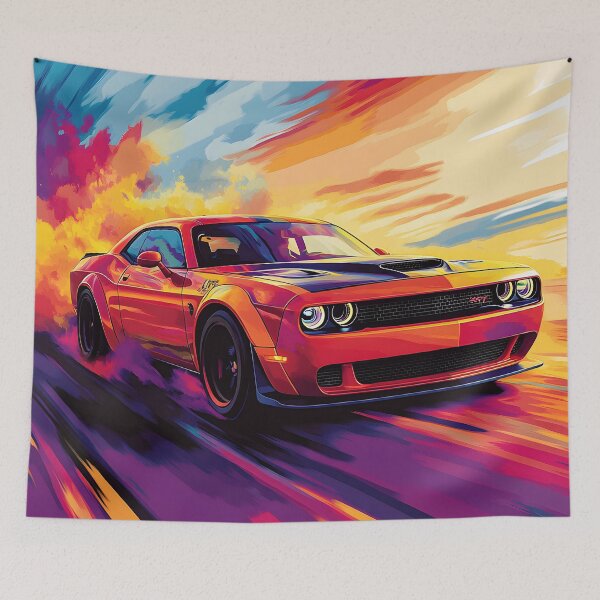 Item preview, Digital Pop Art Painting – Orange Dodge Challenger SRT II designed and sold by AutoPopStudio.