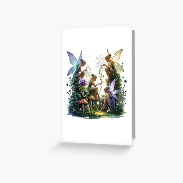 Item preview, Fairies in a garden designed and sold by UrbanUtopiaPress.