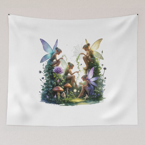 Item preview, Fairies in a garden designed and sold by UrbanUtopiaPress.