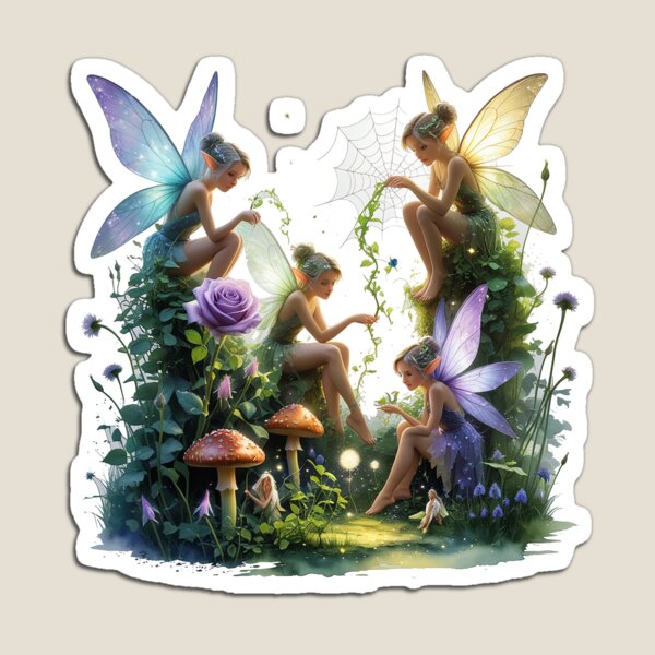 Item preview, Fairies in a garden designed and sold by UrbanUtopiaPress.