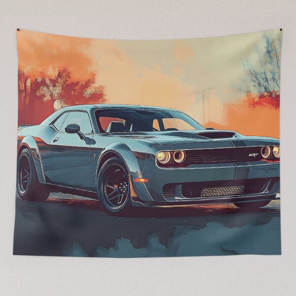 Item preview, Digital Pop Art Painting – Grey Dodge Challenger SRT II designed and sold by AutoPopStudio.