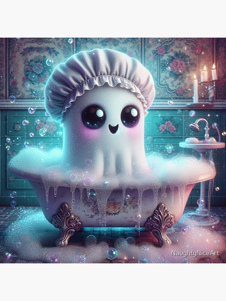 Thumbnail 3 of 3, Sticker, Cute Ghosty Friend designed and sold by NaughtyNiceArt.