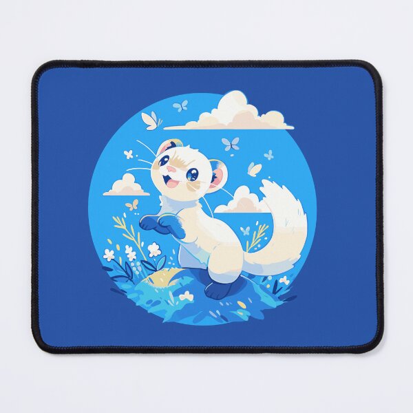 Item preview, White ferret playing with butterflies designed and sold by etherElric.