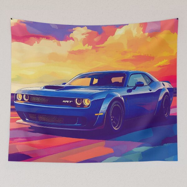 Item preview, Digital Pop Art Painting – Blue Dodge Challenger SRT VI designed and sold by AutoPopStudio.