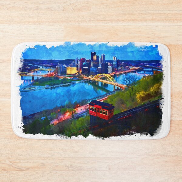 Item preview, Pittsburgh Skyline & Duquesne Incline Watercolor Art designed and sold by InspireSticker.